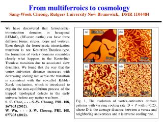 From multiferroics to cosmology Sang-Wook Cheong, Rutgers University New Brunswick, DMR 1104484
