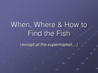 When, Where &amp; How to Find the Fish
