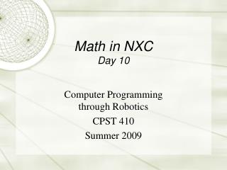 Math in NXC Day 10