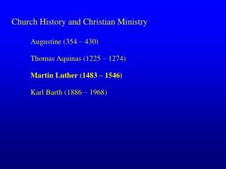 Church History and Christian Ministry