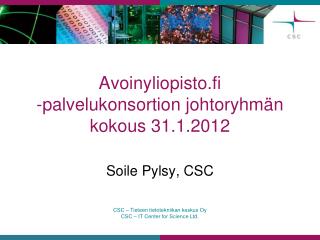 Avoinyliopisto.fi -palvelukonsortion johtoryhmän kokous 31.1.2012