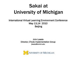 Sakai at University of Michigan