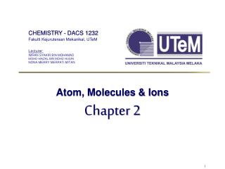 Atom, Molecules &amp; Ions