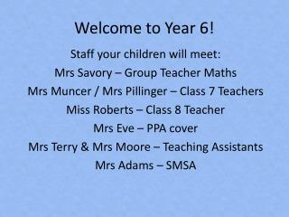 Welcome to Year 6!