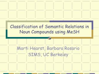 Classification of Semantic Relations in Noun Compounds using MeSH