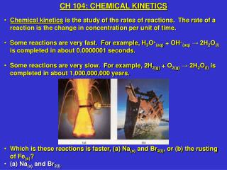 CH 104: CHEMICAL KINETICS