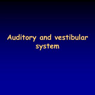 Auditory and vestibular system