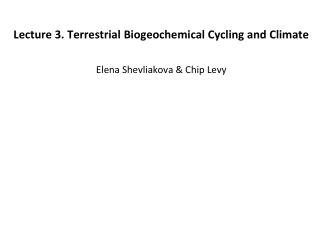 Lecture 3. Terrestrial Biogeochemical Cycling and Climate Elena Shevliakova &amp; Chip Levy
