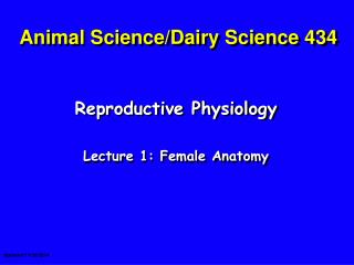 Animal Science/Dairy Science 434