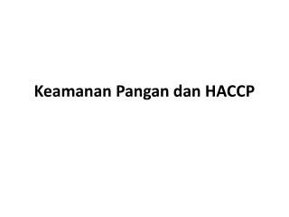 Keamanan Pangan dan HACCP