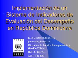 Implementación de un Sistema de Indicadores de Evaluación del Desempeño en República Dominicana