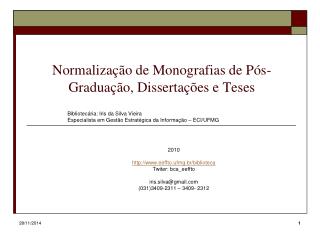 Normalização de Monografias de Pós-Graduação, Dissertações e Teses