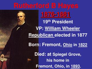 Rutherford B Hayes 1876-1881