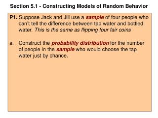 Section 5.1 - Constructing Models of Random Behavior