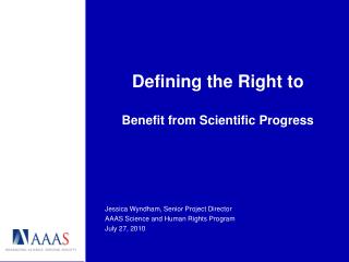 Defining the Right to Benefit from Scientific Progress