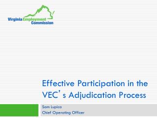 Effective Participation in the VEC ’ s Adjudication Process