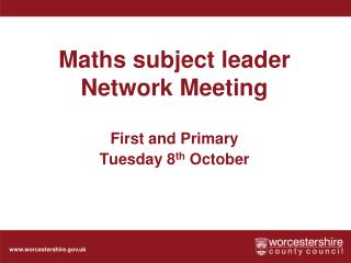 Maths subject leader Network Meeting