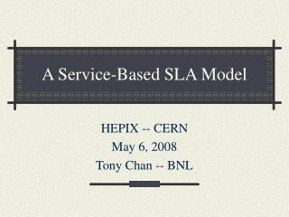 A Service-Based SLA Model