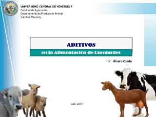 UNIVERSIDAD CENTRAL DE VENEZUELA Facultad de Agronomía Departamento de Producción Animal