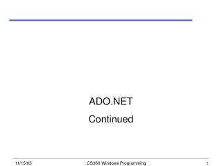 ADO.NET Continued