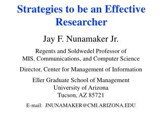 Strategies to be an Effective Researcher