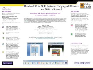 Read and Write Gold Software: Helping All Readers and Writers Succeed