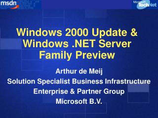 Windows 2000 Update &amp; Windows .NET Server Family Preview