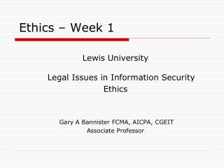 Ethics – Week 1
