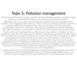 Topic 5: Pollution management