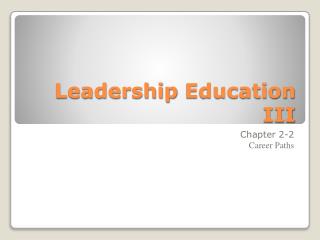 Leadership Education III