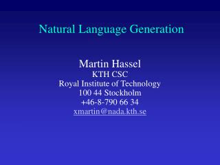 Natural Language Generation