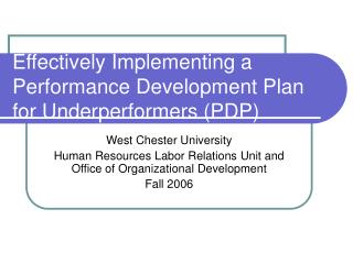 Effectively Implementing a Performance Development Plan for Underperformers (PDP)