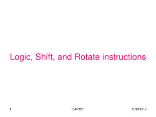 Logic, Shift, and Rotate instructions