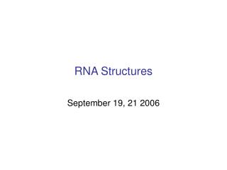 RNA Structures