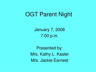 OGT Parent Night