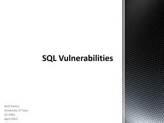 SQL Vulnerabilities