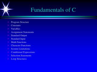 Fundamentals of C