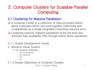 2. Computer Clusters for Scalable Parallel Computing