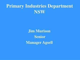 Primary Industries Department NSW