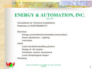 ENERGY &amp; AUTOMATION, INC. Since 1978
