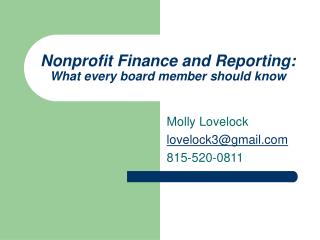 Nonprofit Finance and Reporting: What every board member should know