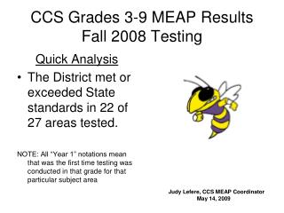 CCS Grades 3-9 MEAP Results Fall 2008 Testing