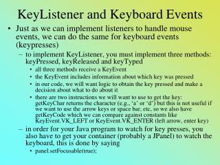KeyListener and Keyboard Events