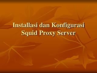 Installasi dan Konfigurasi Squid Proxy Server