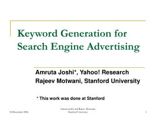 Keyword Generation for Search Engine Advertising