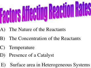 A) 	The Nature of the Reactants