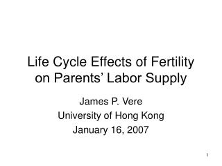 Life Cycle Effects of Fertility on Parents’ Labor Supply