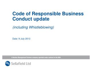 Code of Responsible Business Conduct update