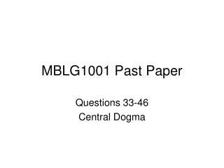 MBLG1001 Past Paper