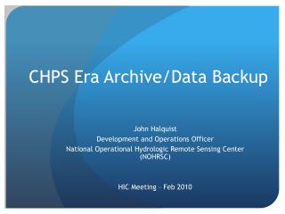 CHPS Era Archive/Data Backup